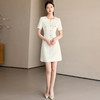 IWY/米白色气质名媛小香风连衣裙女主持宴会礼服高级感职场通勤长裙24Q589 商品缩略图3