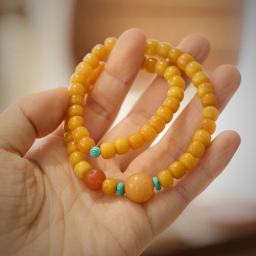 【普陀山】天然老蜜蜡手串  鸡油黄老花蜜琥珀手链蜜蜡路路通串珠佛珠 商品图4