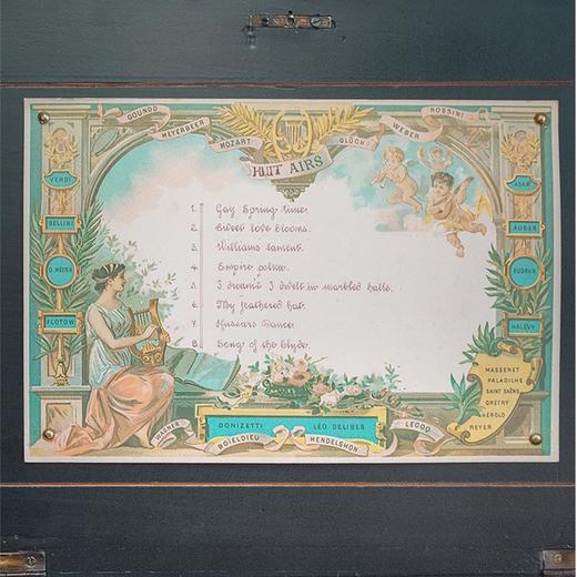 【已售】独角鹿西洋古董瑞士出品古典花叶主题细木镶嵌外箱配铃铛响鼓滚轴式音乐盒 商品图5