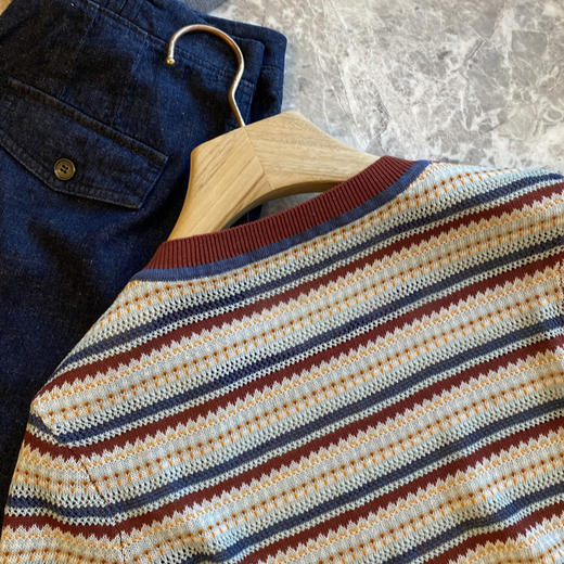 百搭又好穿，2025夏季丝麻撞色镂空肌理感条纹针织T恤女款！ 商品图3