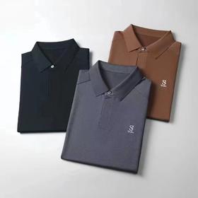 高端轻奢夏季桑蚕丝莱赛尔面料舒适柔软丝滑透气男士休闲翻领品质上衣  YH-2418*