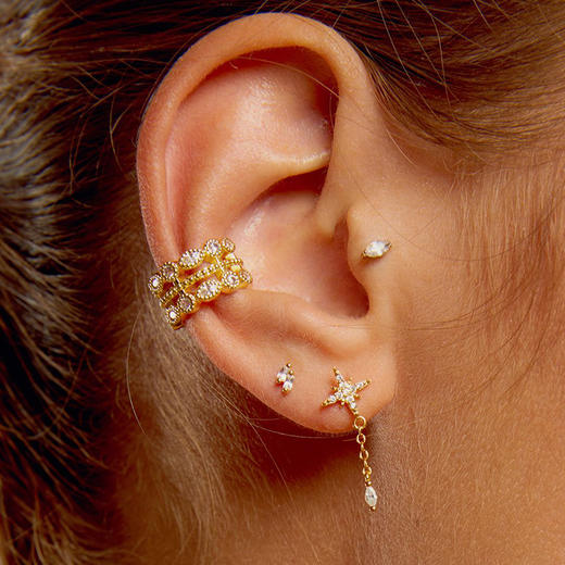 北京仓｜MYA-BAY-DIWALI CHAIN-排灯节 链条 金色 锆石 单只 耳环［比利时设计师］ 商品图1