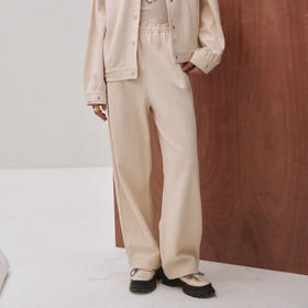 谜底休闲裤长裤女2025秋季新品时尚设计感松紧腰直筒裤253MK1162