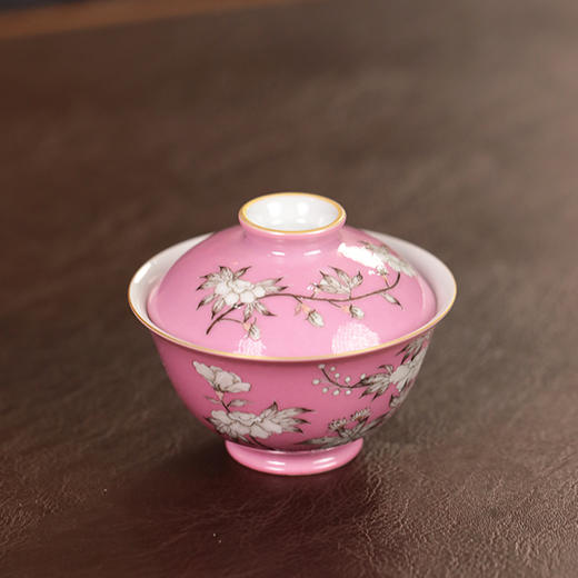 【忘言】胭脂红芙蓉茶碗 盖碗 曰何文人器 商品图1