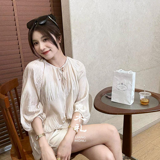 【预售7天】良木礼真丝系带上衣（6381） 商品图0