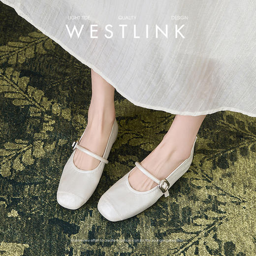西遇芭蕾单鞋女新款秋季法式配裙子平底鞋银色内增高玛丽珍鞋V1456907 商品图1