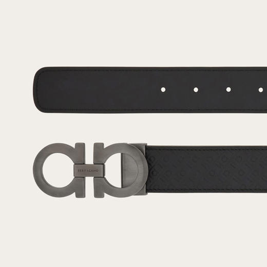 FERRAGAMO 菲拉格慕 男士双面可调式 Gancini  皮革腰带 黑色 67 5542 780544 商品图1