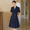 IWY/藏青色夏季短袖西装连衣裙女2025薄款酒店售楼部前台接待工作服Q1382 商品缩略图0