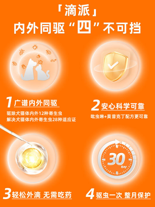 【滴派囤货装 送10条益生菌】普安特内外同驱吡虫啉莫昔克丁滴剂滴派 商品图4