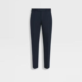 ZEGNA 杰尼亚 男士棉麻斜纹布西裤 深蓝色 UBI37A5 TR10 852