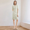 IWY/芦灰绿气质通勤小香风连衣裙女夏季薄款圆领主持人正装西装裙Q1351 商品缩略图0