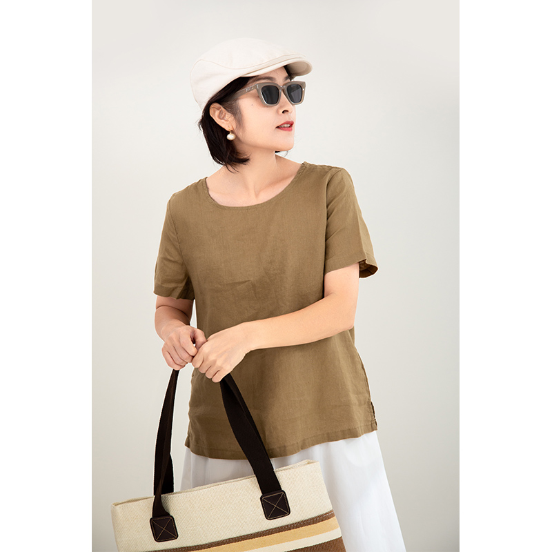 亚麻短袖上衣