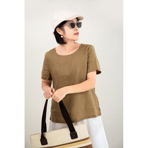 亚麻短袖上衣 商品图0