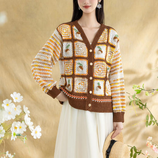 苏苏姐家暮野拼花开衫手工DIY钩针纯棉蕾丝线毛线团自制材料包 商品图2