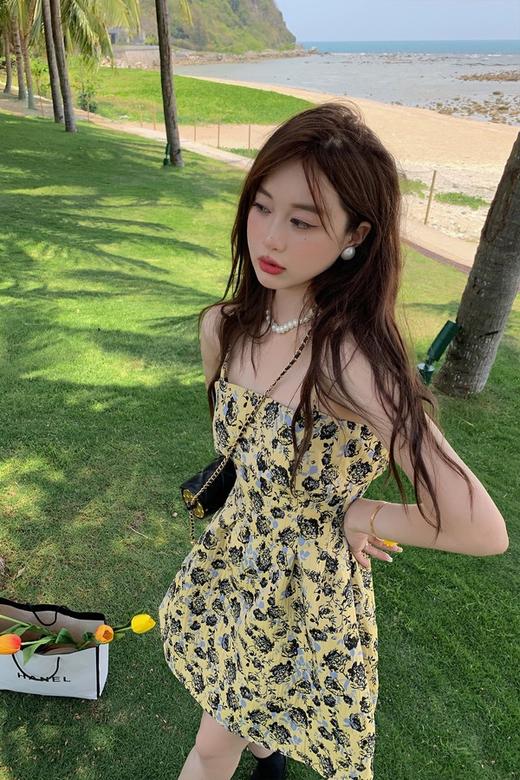 ANSUABEL 法式印花吊带收腰短裙 20505 商品图3