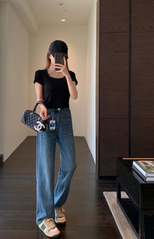 重磅土耳其天丝汉麻高腰显瘦水洗直筒窄腿牛仔裤 商品图12