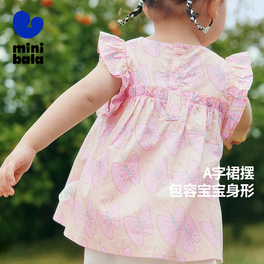 迷你巴拉女童短袖衬衫夏装新款甜美纯棉透气柔软宝宝上衣 商品图1
