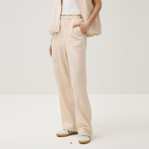 谜底休闲裤长裤女2025秋季新品时尚设计感松紧腰直筒裤253MK1162 商品图1