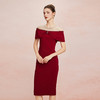 QF8D8斯尔丽25新款露肩法式浪漫一字肩蝴蝶结构收腰显瘦连衣裙 商品缩略图7