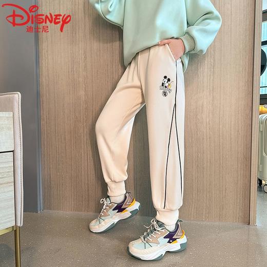 迪士尼女童加绒裤子冬季加厚儿童卫裤一体绒女大童运动裤女孩冬装 商品图2