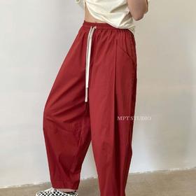 「K」洛诗琳13411极简松弛感萝卜裤2025夏季宽松慵懒休闲裤10407