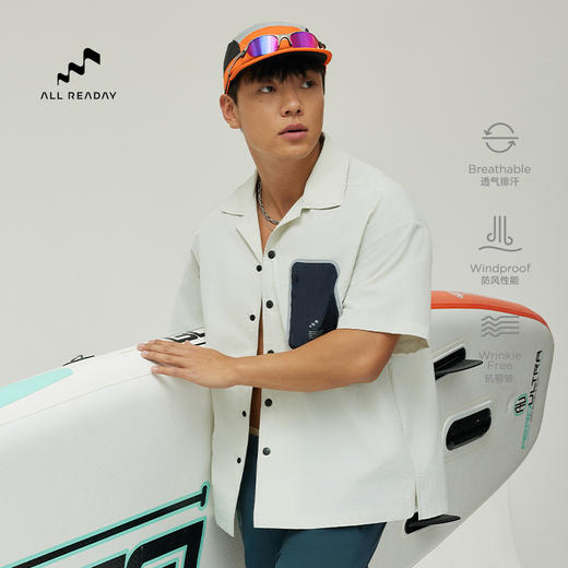 【好货清仓 独特古巴领 前短后长设计】新奇天轻量防泼压胶口袋宽松版短袖衬衫-宽松版，码数偏大 商品图1