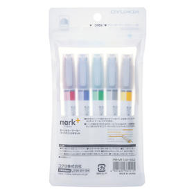 国誉(KOKUYO)mark+ 双头马克笔(5色套装) 同色调款 PM-MT100-5S2