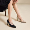 千百度蕾丝面细高跟鞋女款宴会婚鞋尖头法式浅口单鞋A25157789 商品缩略图1