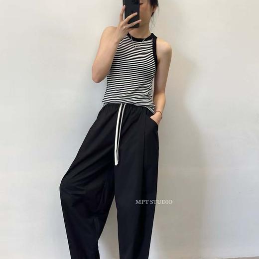 「K」洛诗琳13411极简松弛感萝卜裤2025夏季宽松慵懒休闲裤10407 商品图3