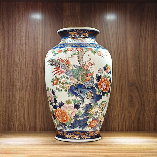 【旬彩 】有田烧弥左卫门窑染锦岩花鸟 花瓶 商品图0