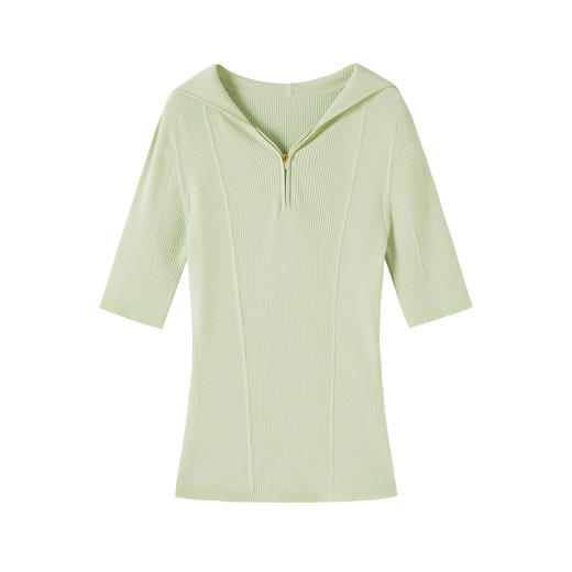 谜底连帽套头针织衫短袖女2025秋新品时髦后背设计修身253MZ1360 商品图4