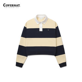 covernat韩国潮牌长袖polo衫撞色宽条纹休闲上衣2024秋冬新品CO2403CR76