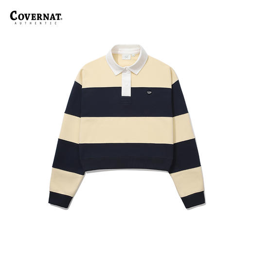 covernat韩国潮牌长袖polo衫撞色宽条纹休闲上衣2024秋冬新品CO2403CR76 商品图0