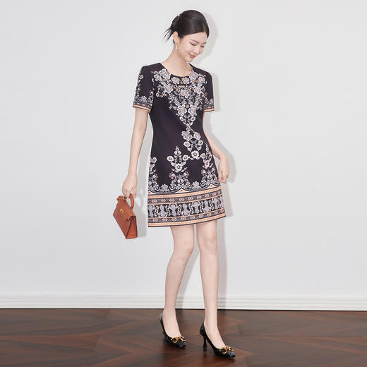 「高货wl」全新升级【铂金会员293/天猫399/差价106】(03741)洛诗琳定位印花小香风连衣裙2025夏季端庄显瘦气质A字裙女 商品图0