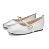 西遇芭蕾单鞋女新款秋季法式配裙子平底鞋银色内增高玛丽珍鞋V1456907 商品缩略图4