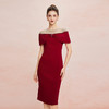 QF8D8斯尔丽25新款露肩法式浪漫一字肩蝴蝶结构收腰显瘦连衣裙 商品缩略图5