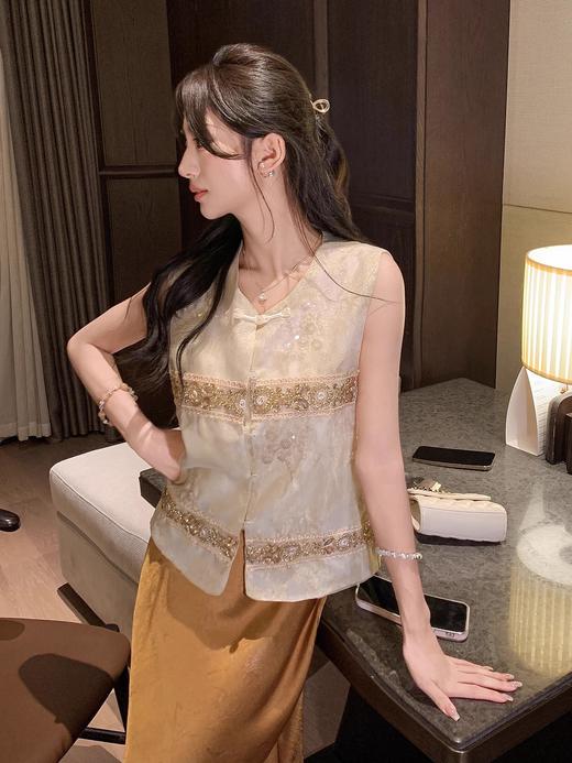 张心子【浅草须臾】水溶蕾丝镂空刺绣马甲女夏季新款法式无袖上衣 U2506050 商品图3