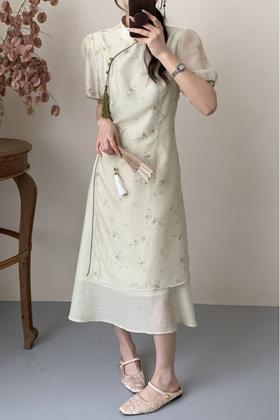 ELLA JADE 新中式改良碎花小清新连衣裙 20710【不含吊坠】