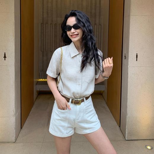 “尼罗河的礼物”「南法假日棉麻衬衫」棉麻混纺透气不闷 折边袖口 自由随意 极简大方 不费力的时髦 商品图4