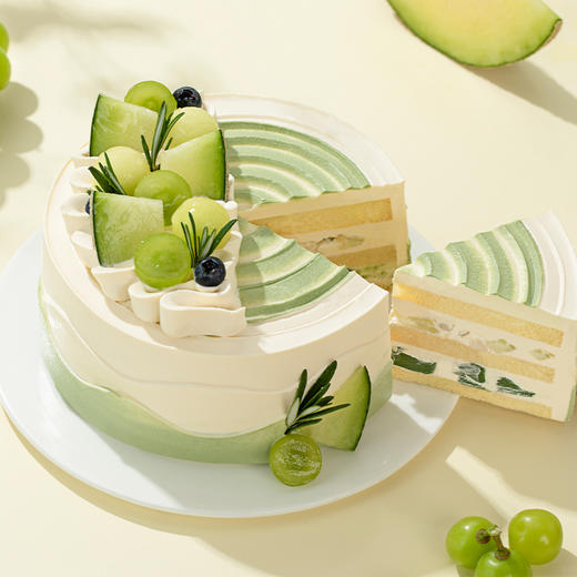 【乌龙蜜瓜】玫珑蜜瓜生日蛋糕，果茶CP新体验！脆甜蜜瓜+乌龙茶香，清爽解腻超好吃！一口沦陷，轻盈无负担！（深圳幸福西饼） 商品图2