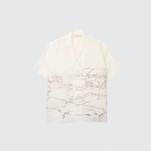 YOKE EMBROIDERY OPEN COLLAR 艺术家合作系列素描画刺绣短袖衬衫 商品图4