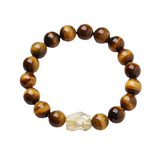 【普陀山】流年秘境天然10MM大颗虎眼石手串  男女通用  随形黄水晶手链 商品图6