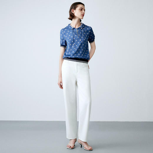 EITIE爱特爱夏季新款时尚休闲显瘦连帽套头印花上衣7813520 商品图1