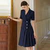 IWY/藏青色夏季短袖西装连衣裙女2025薄款酒店售楼部前台接待工作服Q1382 商品缩略图3
