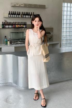 ELLA JADE 盐系极简风无袖上衣半身裙套装 20668
