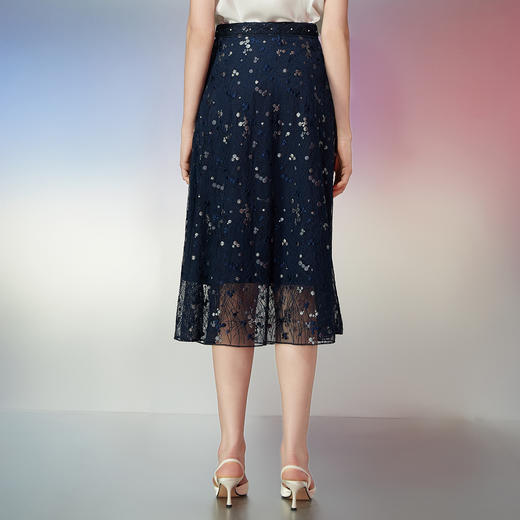 EITIE爱特爱夏季新款温柔显瘦百搭气质通勤高腰a字蕾丝半身裙7806515 商品图4