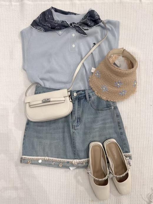 【门店同款】ENJOY夏季“都市漫游”配丝巾polo针织 163443885 商品图2