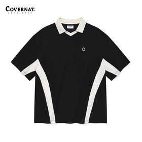covernat韩国潮牌拱形状翻领短袖时尚宽松舒适男女同款T恤夏CO2402ST22
