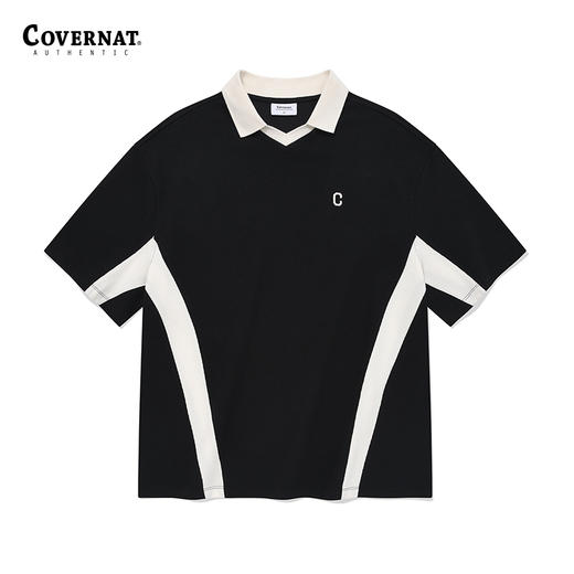 covernat韩国潮牌拱形状翻领短袖时尚宽松舒适男女同款T恤夏CO2402ST22 商品图0