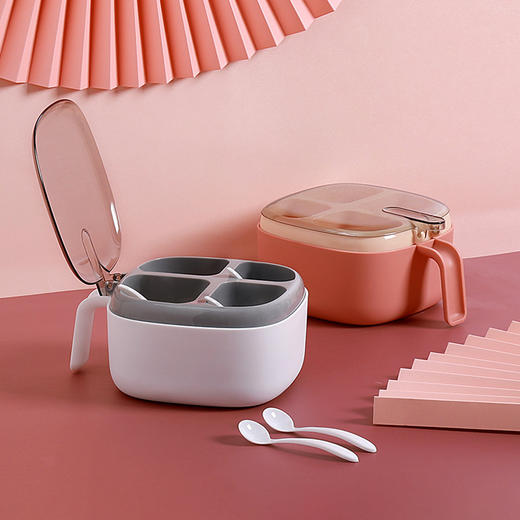 【四格一体翻盖调味盒】厨房用品调料罐子盐罐调味盒透明调料盒子四格调味料多格带盖家用。ry 商品图3